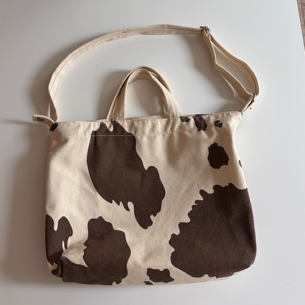 Baggu cow print duck tote